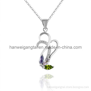 925 Silver Pendant with CZ Stones and Rhodium Plating